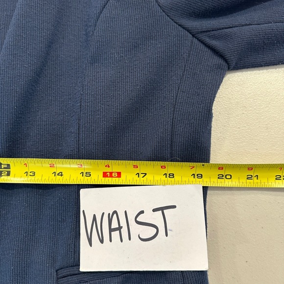 Skies Are Blue Womens XL Navy Blue Ribbed Blazer Jacket Dark Academia Preppy - Picture 9 of 10